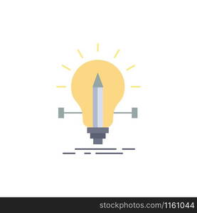 bulb, creative, solution, light, pencil Flat Color Icon Vector