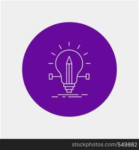 bulb, creative, solution, light, pencil White Line Icon in Circle background. vector icon illustration. Vector EPS10 Abstract Template background