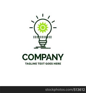 Bulb, develop, idea, innovation, light Flat Business Logo template. Creative Green Brand Name Design.