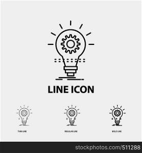 Bulb, develop, idea, innovation, light Icon in Thin, Regular and Bold Line Style. Vector illustration. Vector EPS10 Abstract Template background