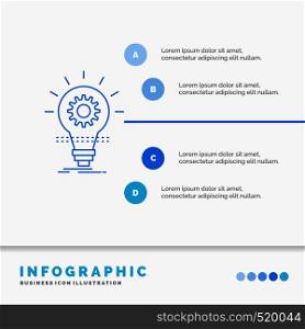 Bulb, develop, idea, innovation, light Infographics Template for Website and Presentation. Line Blue icon infographic style vector illustration. Vector EPS10 Abstract Template background