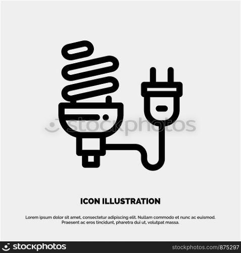 Bulb, Economic, Electrical, Energy, Light Bulb, Plug Line Icon Vector