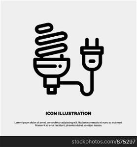 Bulb, Economic, Electrical, Energy, Light Bulb, Plug Line Icon Vector