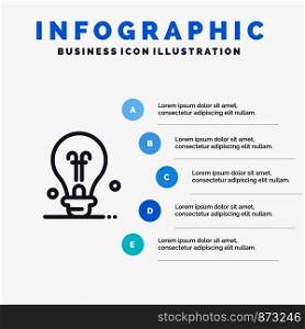 Bulb, Education, Idea Line icon with 5 steps presentation infographics Background
