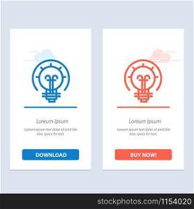 Bulb, Energy, Idea, Solution Blue and Red Download and Buy Now web Widget Card Template