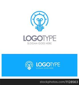 Bulb, Energy, Idea, Solution Blue Logo Line Style
