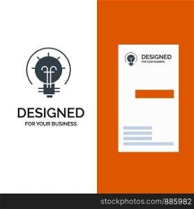 Bulb, Energy, Idea, Solution Grey Logo Design and Business Card Template