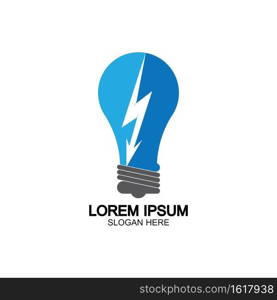 Bulb energy thunder bolt concept logo icon vector template