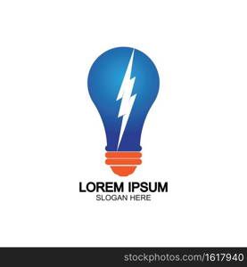 Bulb energy thunder bolt concept logo icon vector template