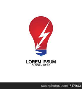 Bulb energy thunder bolt concept logo icon vector template