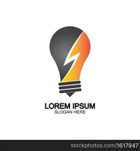 Bulb energy thunder bolt concept logo icon vector template