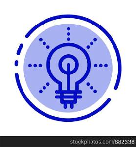 Bulb, Glow, Idea, Insight, Inspiriting Blue Dotted Line Line Icon
