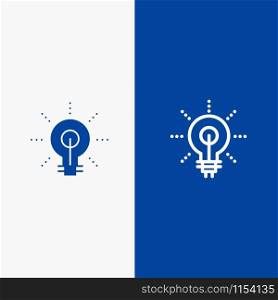 Bulb, Glow, Idea, Insight, Inspiriting Line and Glyph Solid icon Blue banner Line and Glyph Solid icon Blue banner