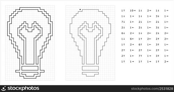 Bulb Graphic Dictation Drawing Icon, Electric Incandescent Fluorescent Light Bulb Icon Vector Art Illustration, Drawing By Cells