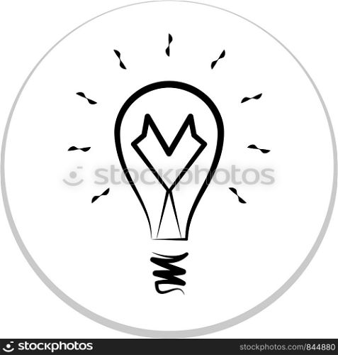 Bulb Icon Calligraphic Design Vector Art Illustration