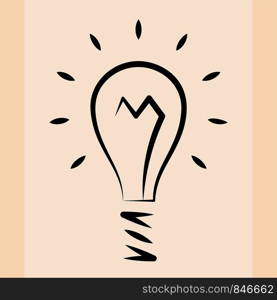 Bulb Icon Calligraphic Design Vector Art Illustration