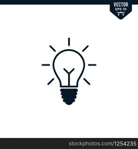 bulb icon collection in glyph style, solid color vector