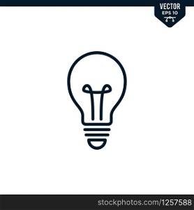bulb icon collection in outlined or line art style, editable stroke vector