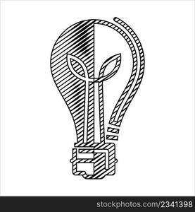 Bulb Icon, Electric Incandescent Fluorescent Light Bulb Icon Vector Art Illustration