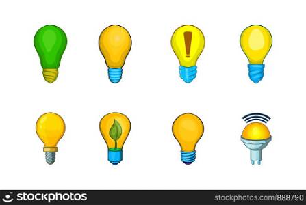 Bulb icon set. Cartoon set of bulb vector icons for your web design isolated on white background. Bulb icon set, cartoon style