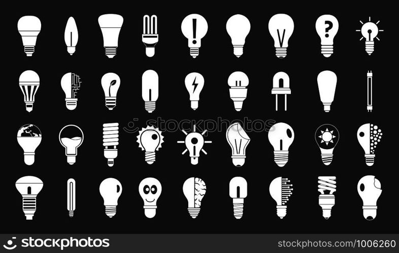 Bulb icon set vector white isolated on grey background . Bulb icon set grey vector