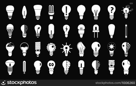 Bulb icon set vector white isolated on grey background . Bulb icon set grey vector