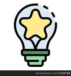 Bulb idea campaign icon. Outline bulb idea campaign vector icon color flat isolated. Bulb idea campaign icon color outline vector