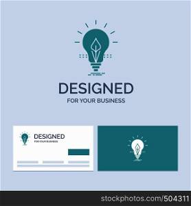 bulb, idea, electricity, energy, light Business Logo Glyph Icon Symbol for your business. Turquoise Business Cards with Brand logo template.. Vector EPS10 Abstract Template background