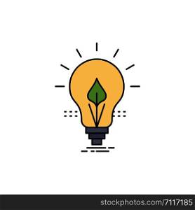 bulb, idea, electricity, energy, light Flat Color Icon Vector