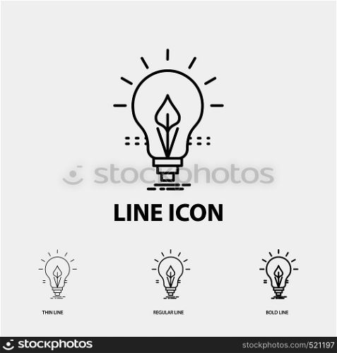 bulb, idea, electricity, energy, light Icon in Thin, Regular and Bold Line Style. Vector illustration. Vector EPS10 Abstract Template background