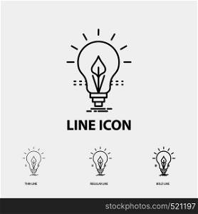 bulb, idea, electricity, energy, light Icon in Thin, Regular and Bold Line Style. Vector illustration. Vector EPS10 Abstract Template background