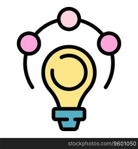 Bulb idea icon outli≠vector. Work office. Cyber expert color flat. Bulb idea icon vector flat