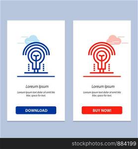 Bulb, Idea, Light, Hotel Blue and Red Download and Buy Now web Widget Card Template