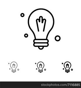 Bulb, Idea, Science Bold and thin black line icon set