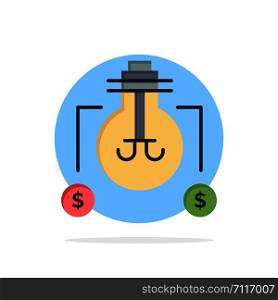 Bulb, Idea, Solution, Dollar Abstract Circle Background Flat color Icon