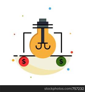 Bulb, Idea, Solution, Dollar Abstract Flat Color Icon Template