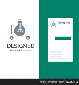 Bulb, Idea, Solution, Dollar Grey Logo Design and Business Card Template