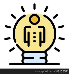 Bulb idea worker icon. Outline bulb idea worker vector icon color flat isolated. Bulb idea worker icon color outline vector
