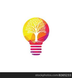 Bulb l&Tree Roots vector logo design. Vector bright tree with roots logo element. 