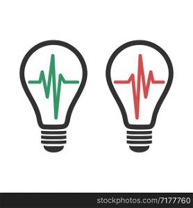 Bulb Lamp Cardiogram Pulse Logo Template Illustration Design. Vector EPS 10.