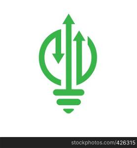 bulb lamp financial logo. bar chart and arrow marketing symbol. innovation idea. logo template ready for use