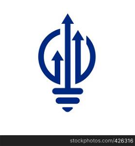bulb lamp financial logo. bar chart and arrow marketing symbol. innovation idea. logo template ready for use
