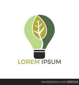 Bulb lamp leaf logo. nature idea innovation symbol.