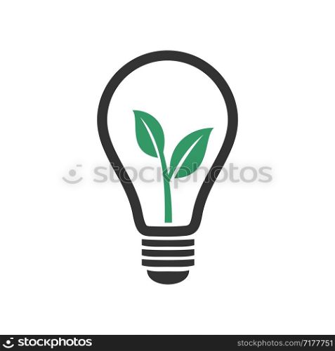 Bulb Lamp Natural Leaf Logo Template Illustration Design. Vector EPS 10.