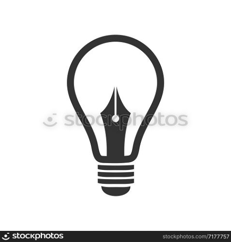 Bulb Lamp Pen Logo Template Illustration Design. Vector EPS 10.