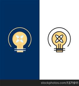 Bulb, Light, Idea, Education Icons. Flat and Line Filled Icon Set Vector Blue Background