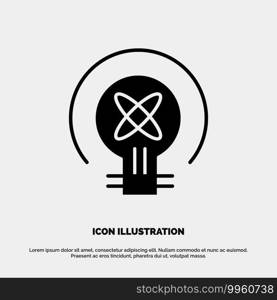 Bulb, Light, Idea, Education Solid Black Glyph Icon