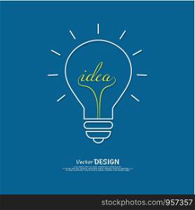 Bulb light idea on Blue background .the concept is big ideas inspiration ,vector design