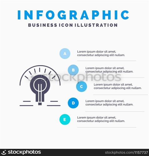 Bulb, Light, Light Bulb, Tips Solid Icon Infographics 5 Steps Presentation Background