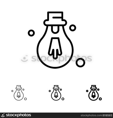 Bulb, Light, Motivation Bold and thin black line icon set